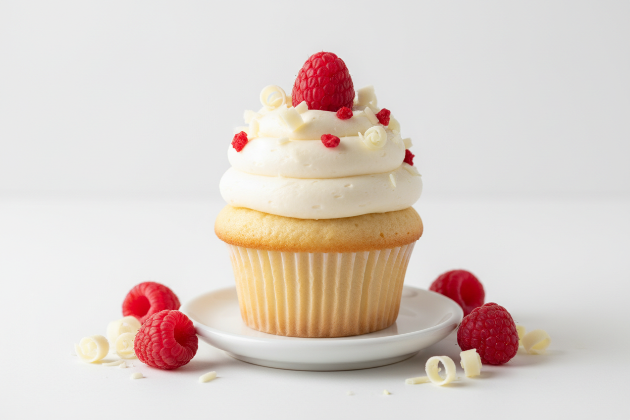 Raspberry and White Chocolate cupcake